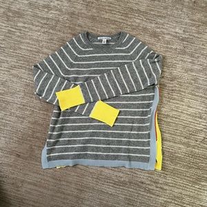 Striped Autumn Cashmere Crewneck Sweater with accent stripes